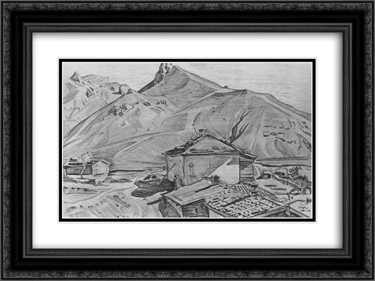 The village Kozy 24x18 Black Ornate Wood Framed Art Print Poster with Double Matting by Bogaevsky, Konstantin