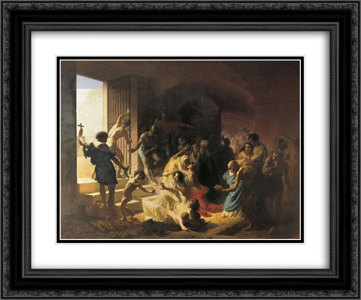 Christian martyrs in the Colosseum 24x20 Black Ornate Wood Framed Art Print Poster with Double Matting by Flavitsky, Konstantin Dmitriyevich