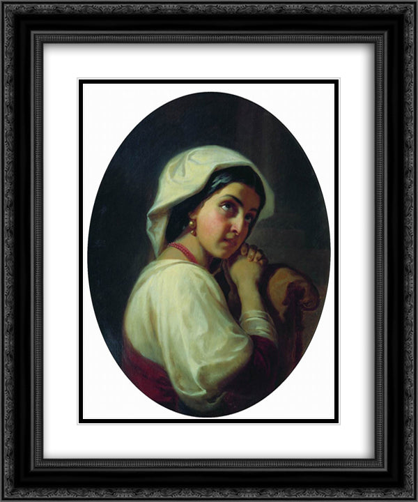 Italian Girl 20x24 Black Ornate Wood Framed Art Print Poster with Double Matting by Flavitsky, Konstantin Dmitriyevich