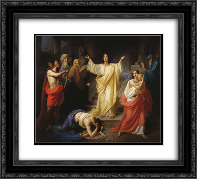 Judgment of Solomon 22x20 Black Ornate Wood Framed Art Print Poster with Double Matting by Flavitsky, Konstantin Dmitriyevich