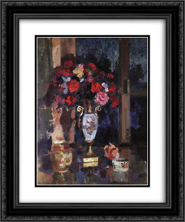 A bouquet of paper roses 20x24 Black Ornate Wood Framed Art Print Poster with Double Matting by Korovin, Konstantin