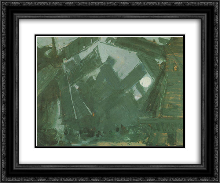 Among the mills 24x20 Black Ornate Wood Framed Art Print Poster with Double Matting by Korovin, Konstantin