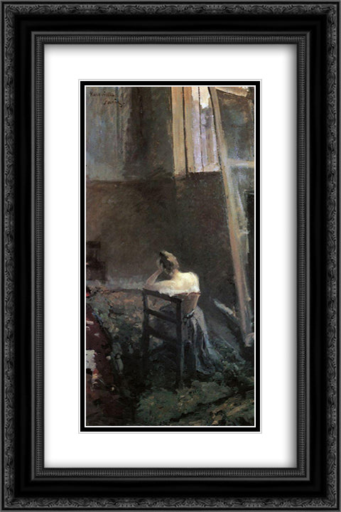 An Artist`s Studio 16x24 Black Ornate Wood Framed Art Print Poster with Double Matting by Korovin, Konstantin