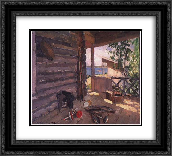 At Senezhskom Lake 22x20 Black Ornate Wood Framed Art Print Poster with Double Matting by Korovin, Konstantin