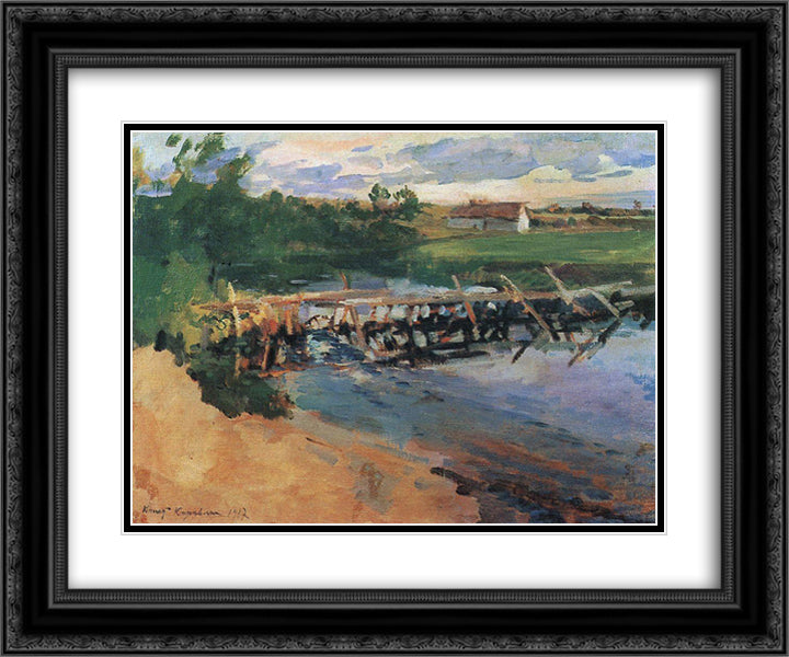At the pool 24x20 Black Ornate Wood Framed Art Print Poster with Double Matting by Korovin, Konstantin