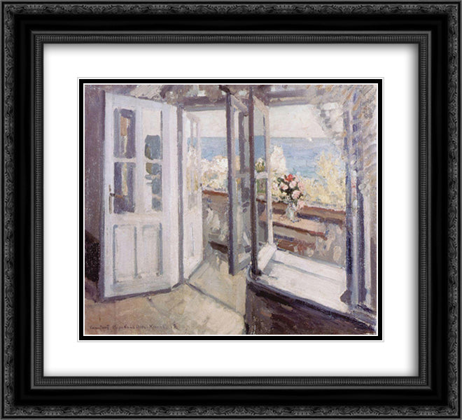 Balcony in the Crimea 22x20 Black Ornate Wood Framed Art Print Poster with Double Matting by Korovin, Konstantin
