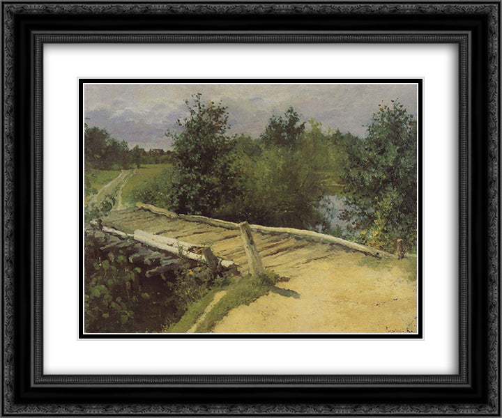 Bridge 24x20 Black Ornate Wood Framed Art Print Poster with Double Matting by Korovin, Konstantin