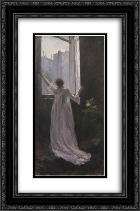By the window 16x24 Black Ornate Wood Framed Art Print Poster with Double Matting by Korovin, Konstantin