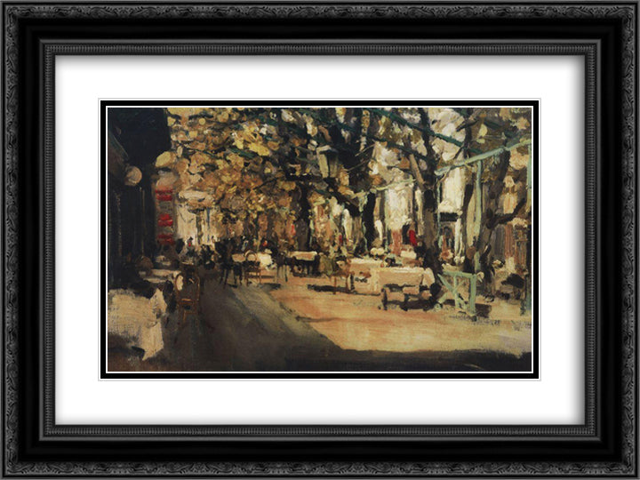 Cafe in Yalta 24x18 Black Ornate Wood Framed Art Print Poster with Double Matting by Korovin, Konstantin