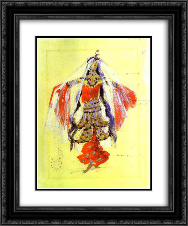 Dancer.Costume design for Rubinstein`s opera 20x24 Black Ornate Wood Framed Art Print Poster with Double Matting by Korovin, Konstantin