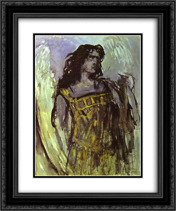 Fedor Shalaypin as Demon in Rubinstein`s opera 20x24 Black Ornate Wood Framed Art Print Poster with Double Matting by Korovin, Konstantin
