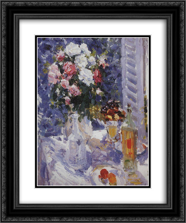 Flowers and Fruit 20x24 Black Ornate Wood Framed Art Print Poster with Double Matting by Korovin, Konstantin