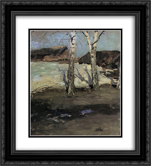 Last Snow 20x22 Black Ornate Wood Framed Art Print Poster with Double Matting by Korovin, Konstantin
