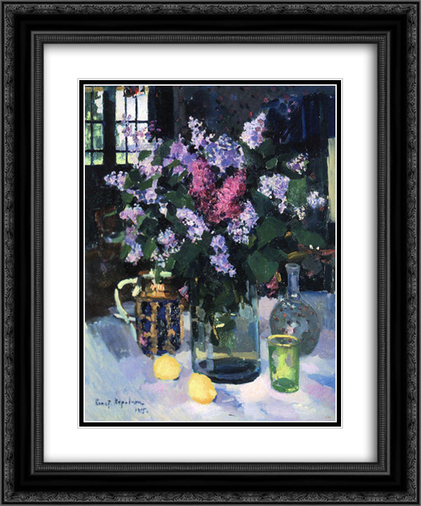 Lilacs 20x24 Black Ornate Wood Framed Art Print Poster with Double Matting by Korovin, Konstantin