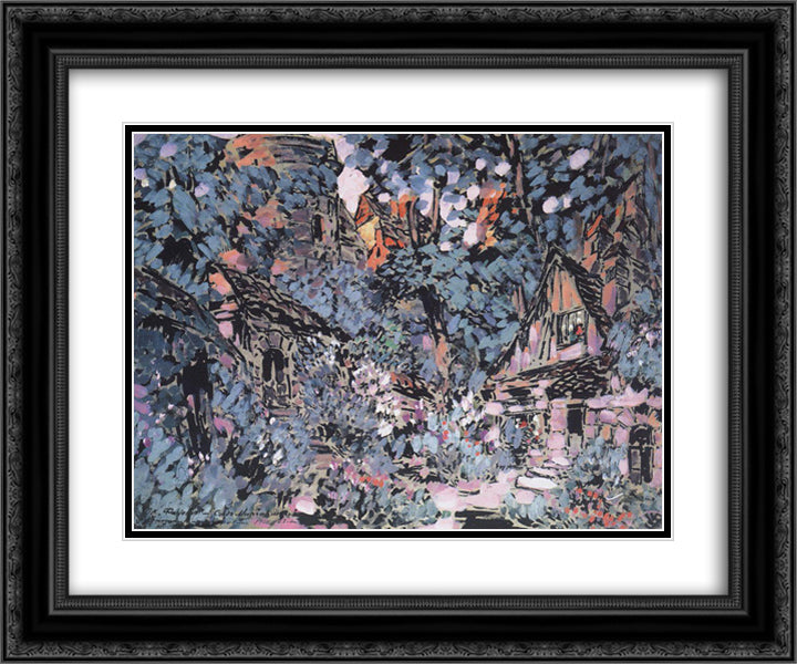 Margaret's Garden 24x20 Black Ornate Wood Framed Art Print Poster with Double Matting by Korovin, Konstantin