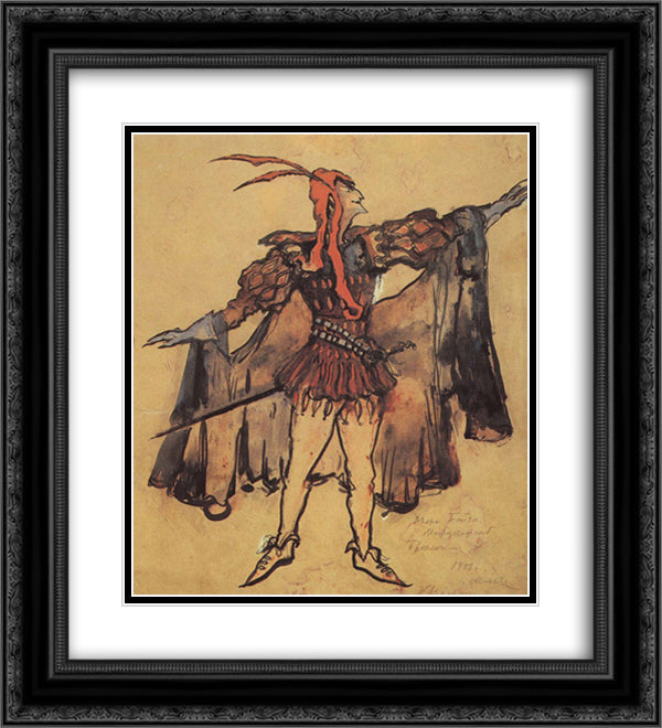 Mephistopheles 20x22 Black Ornate Wood Framed Art Print Poster with Double Matting by Korovin, Konstantin