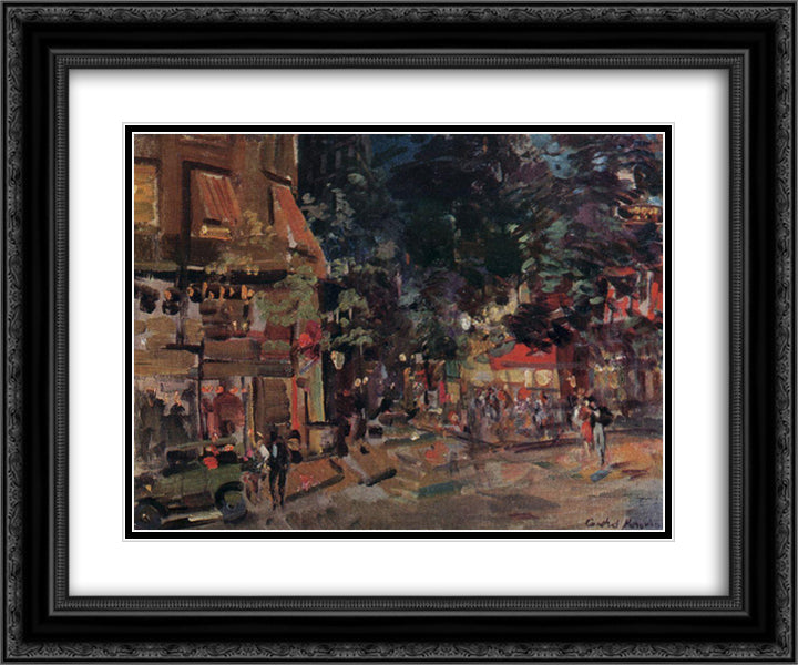 Montmartre in the evening 24x20 Black Ornate Wood Framed Art Print Poster with Double Matting by Korovin, Konstantin