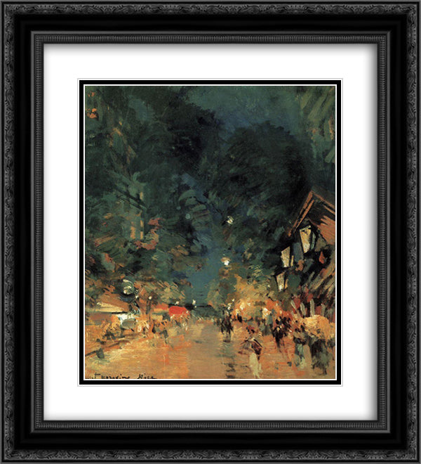 Nice.Street at night 20x22 Black Ornate Wood Framed Art Print Poster with Double Matting by Korovin, Konstantin
