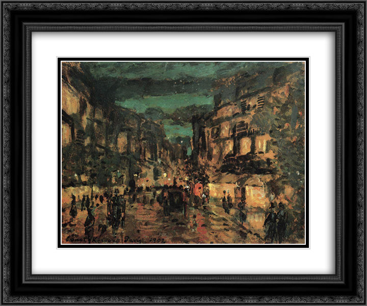 Night street.Paris 24x20 Black Ornate Wood Framed Art Print Poster with Double Matting by Korovin, Konstantin