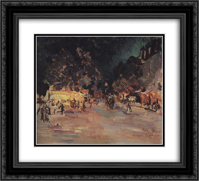 Paris at Night 22x20 Black Ornate Wood Framed Art Print Poster with Double Matting by Korovin, Konstantin