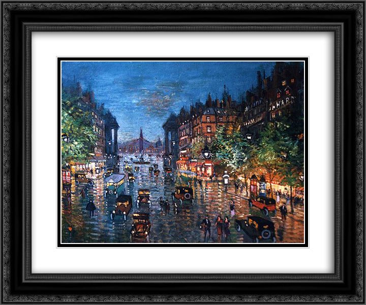 Paris Boulevard 24x20 Black Ornate Wood Framed Art Print Poster with Double Matting by Korovin, Konstantin