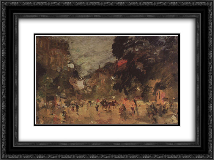 Paris boulevard 24x18 Black Ornate Wood Framed Art Print Poster with Double Matting by Korovin, Konstantin