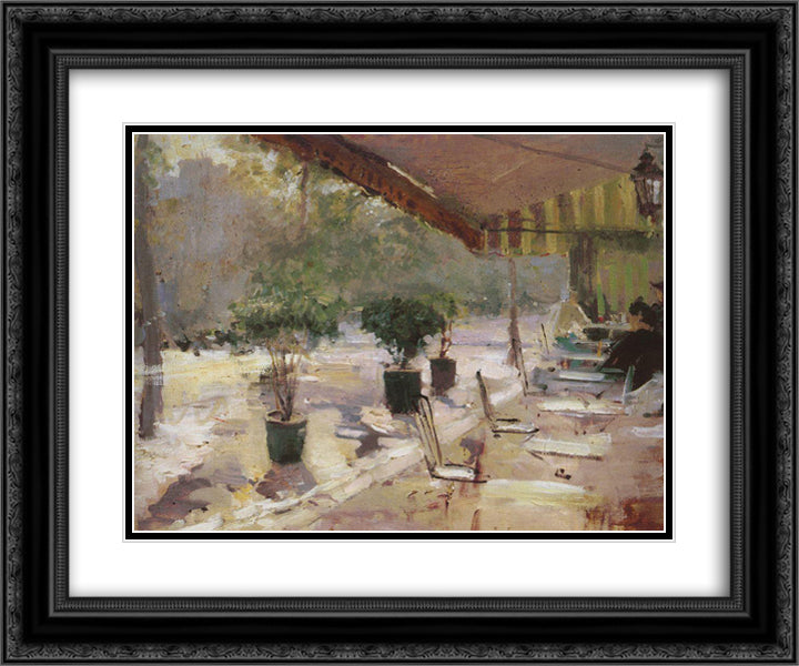 Paris cafe 24x20 Black Ornate Wood Framed Art Print Poster with Double Matting by Korovin, Konstantin