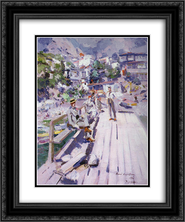 Pier Gurzuf 20x24 Black Ornate Wood Framed Art Print Poster with Double Matting by Korovin, Konstantin