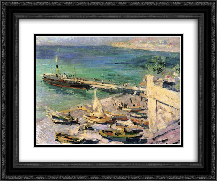 Pier in the Crimea 24x20 Black Ornate Wood Framed Art Print Poster with Double Matting by Korovin, Konstantin