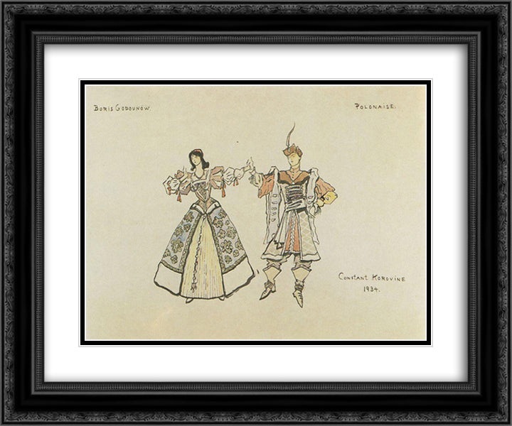 Polonaise 24x20 Black Ornate Wood Framed Art Print Poster with Double Matting by Korovin, Konstantin