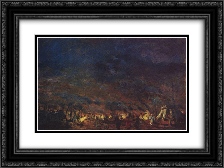 Polovtsian camp 24x18 Black Ornate Wood Framed Art Print Poster with Double Matting by Korovin, Konstantin