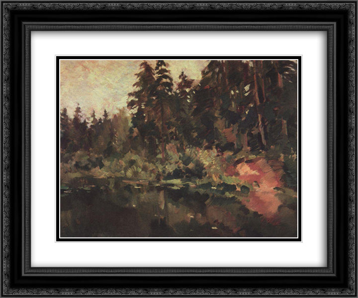 Pond 24x20 Black Ornate Wood Framed Art Print Poster with Double Matting by Korovin, Konstantin