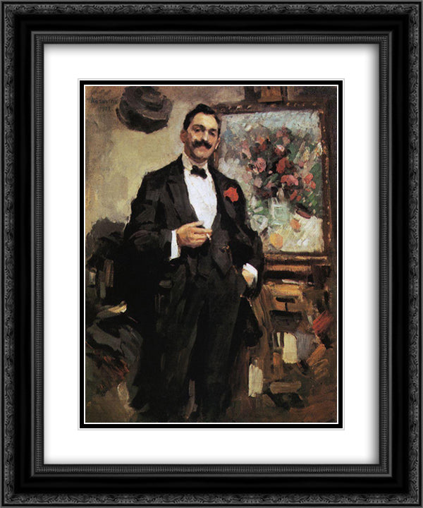 Portrait of a Hungarian artist Jozsef Ripley Ronai 20x24 Black Ornate Wood Framed Art Print Poster with Double Matting by Korovin, Konstantin