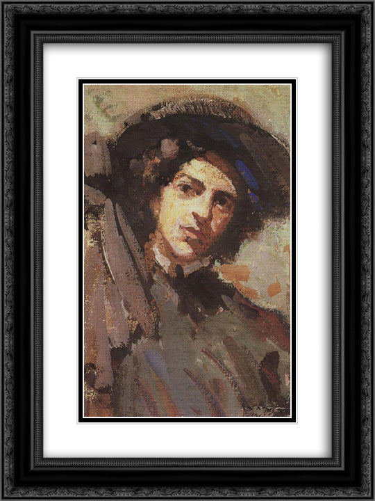 Portrait of Nadezhda Komarovskaya 18x24 Black Ornate Wood Framed Art Print Poster with Double Matting by Korovin, Konstantin