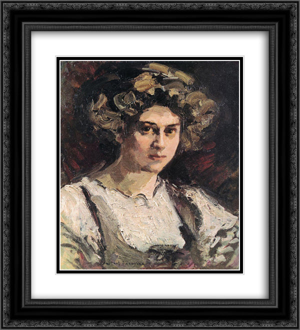 Portrait of Nadezhda Komarovskaya 20x22 Black Ornate Wood Framed Art Print Poster with Double Matting by Korovin, Konstantin