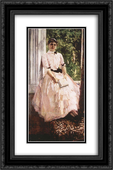Portrait of the Artist Tatiana Spiridonovna Lyubatovich 16x24 Black Ornate Wood Framed Art Print Poster with Double Matting by Korovin, Konstantin