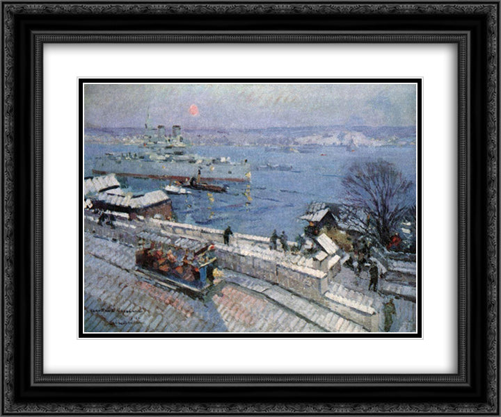 Sevastopol iin winter 24x20 Black Ornate Wood Framed Art Print Poster with Double Matting by Korovin, Konstantin