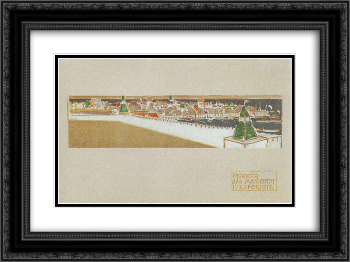 Sketch of majolica 24x18 Black Ornate Wood Framed Art Print Poster with Double Matting by Korovin, Konstantin