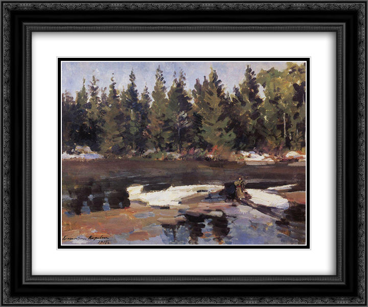 Spring 24x20 Black Ornate Wood Framed Art Print Poster with Double Matting by Korovin, Konstantin
