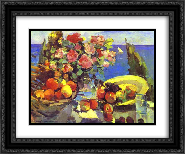 Still Life 24x20 Black Ornate Wood Framed Art Print Poster with Double Matting by Korovin, Konstantin