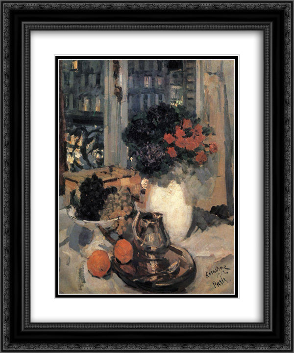 Still life 20x24 Black Ornate Wood Framed Art Print Poster with Double Matting by Korovin, Konstantin