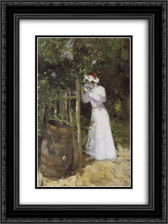Summertime 18x24 Black Ornate Wood Framed Art Print Poster with Double Matting by Korovin, Konstantin