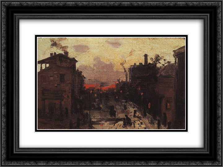 Sunset at the Outskirt of the Town 24x18 Black Ornate Wood Framed Art Print Poster with Double Matting by Korovin, Konstantin