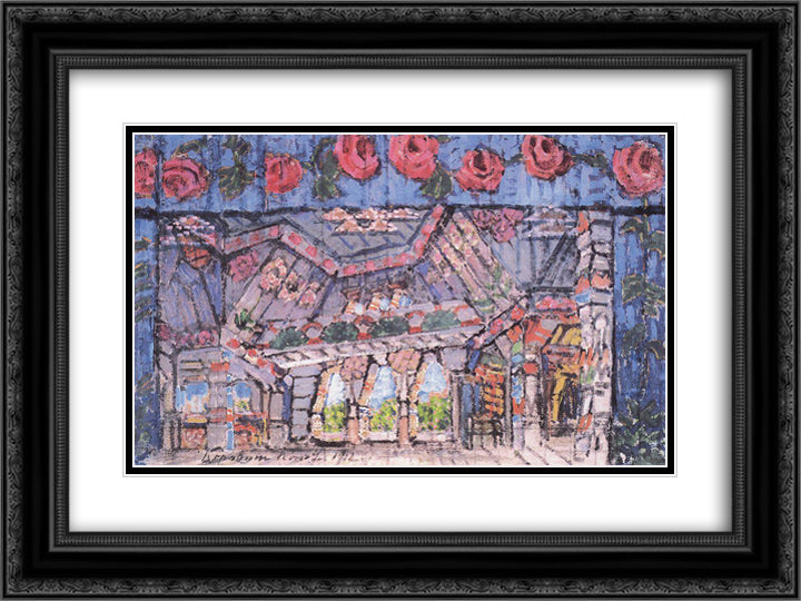 The House of the royal palace in Tmutarakan 24x18 Black Ornate Wood Framed Art Print Poster with Double Matting by Korovin, Konstantin