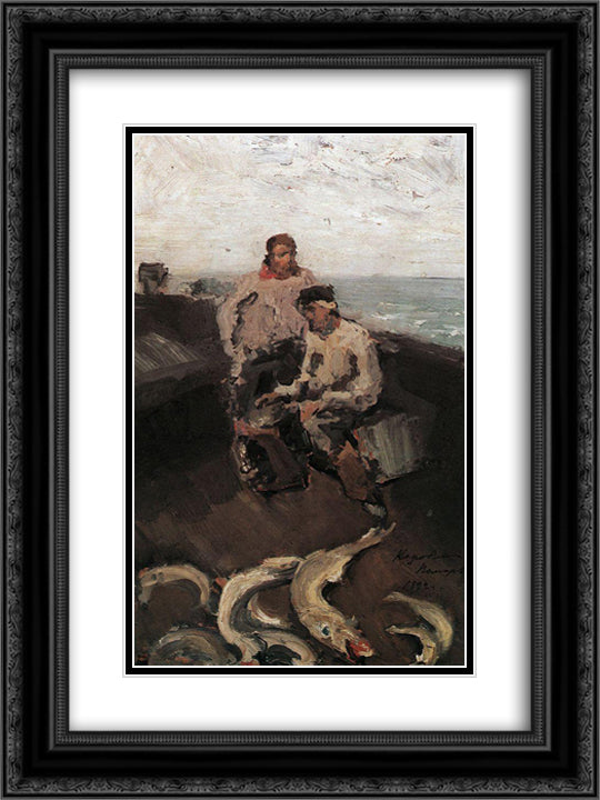 The Pomors 18x24 Black Ornate Wood Framed Art Print Poster with Double Matting by Korovin, Konstantin