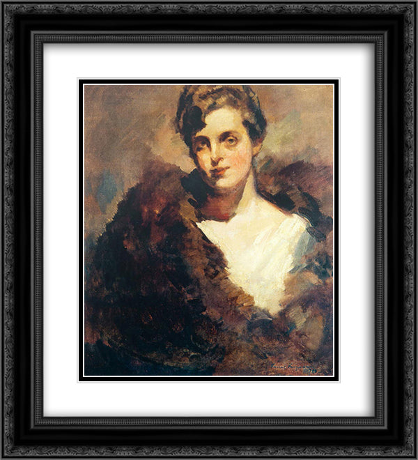 The portrait of Mariinsky Theatre singer Vera Aleekseevna Dorofeeva 20x22 Black Ornate Wood Framed Art Print Poster with Double Matting by Korovin, Konstantin
