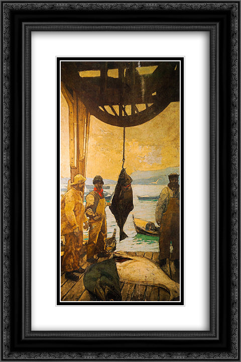 Trading post in Murman 16x24 Black Ornate Wood Framed Art Print Poster with Double Matting by Korovin, Konstantin