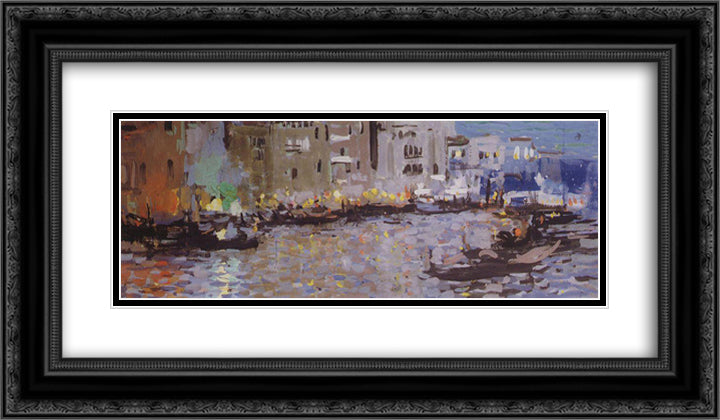 Venice 24x14 Black Ornate Wood Framed Art Print Poster with Double Matting by Korovin, Konstantin