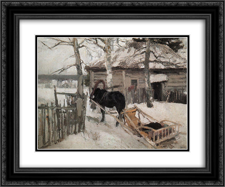 Winter 24x20 Black Ornate Wood Framed Art Print Poster with Double Matting by Korovin, Konstantin