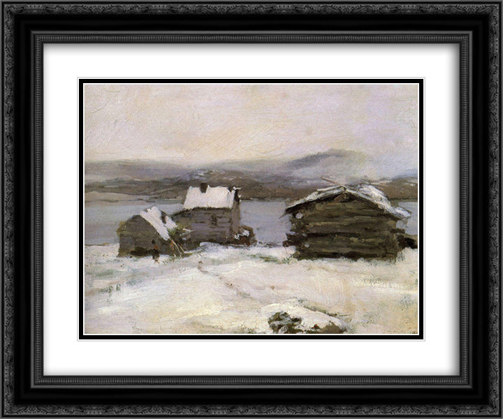 Winter in Lapland 24x20 Black Ornate Wood Framed Art Print Poster with Double Matting by Korovin, Konstantin